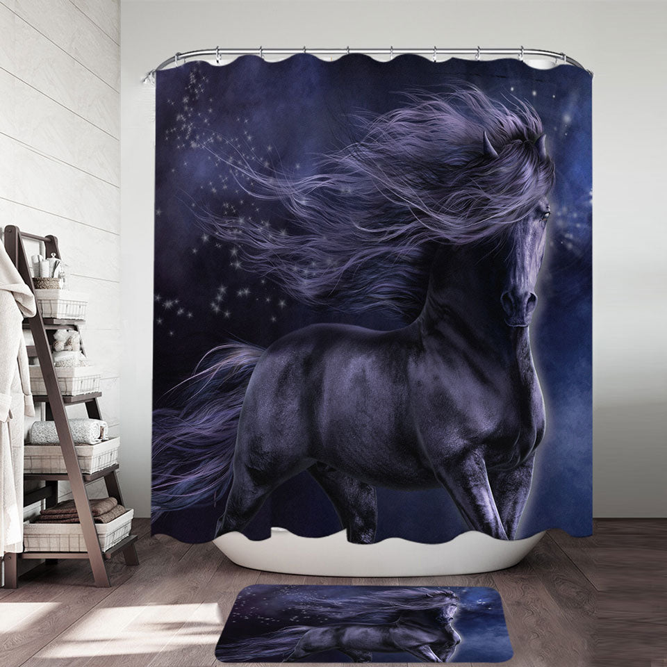 Stunning Black Horse Shower Curtain the Black Thunder Horses Art