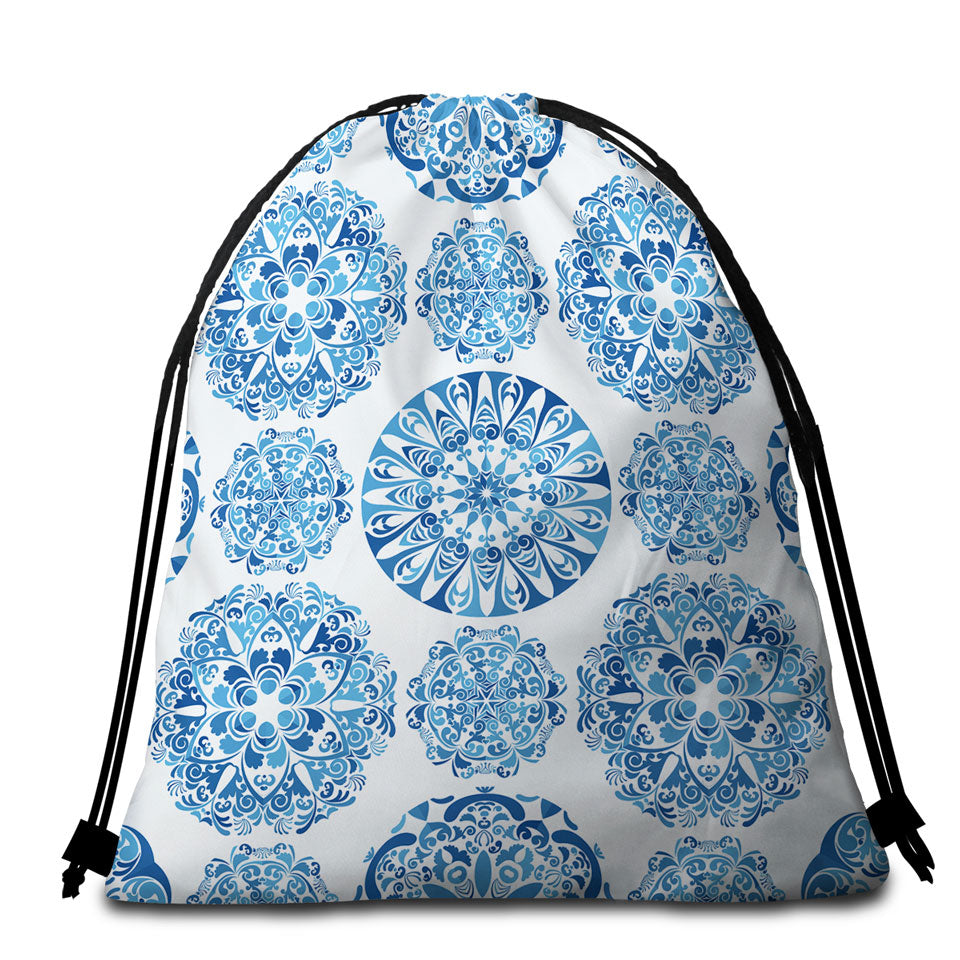 Stunning Blue Beach Towel Bags Turquoise Moroccan Mandalas