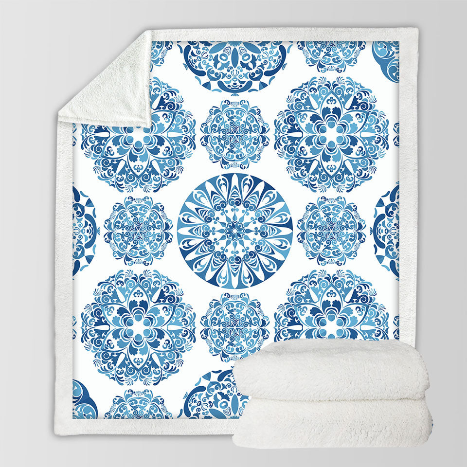 Stunning Blue Blankets Turquoise Moroccan Mandalas