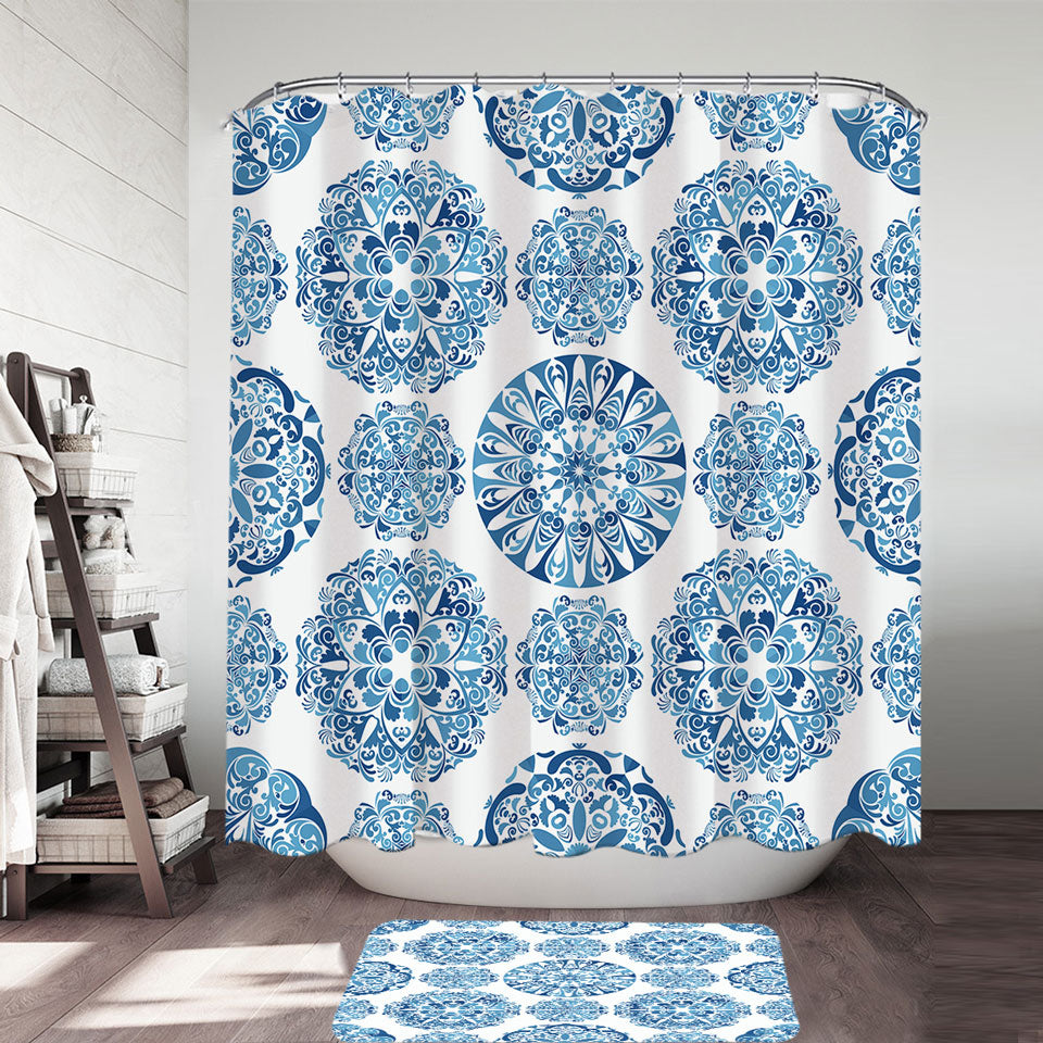 Stunning Blue Shower Curtain Turquoise Moroccan Mandalas