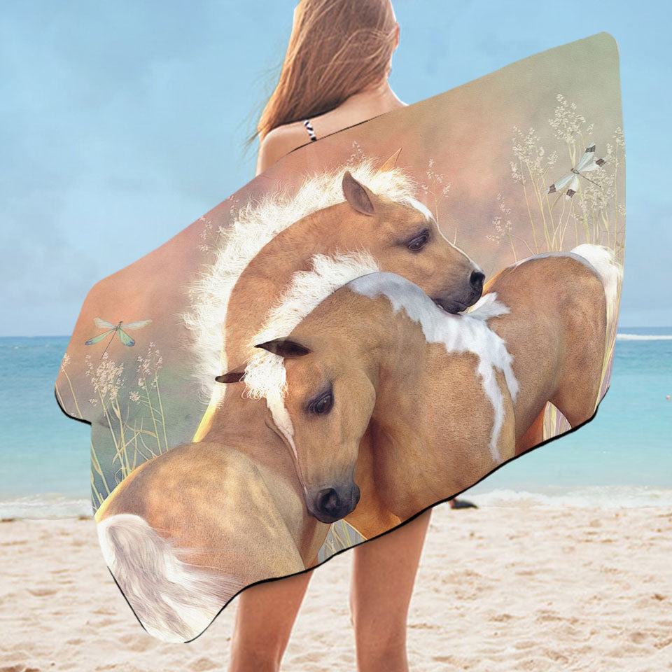 Summer Dreams Cute Kids Beach Towels Horses Art