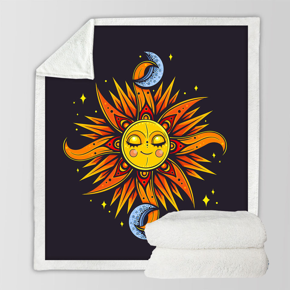 Sun and Moon Sherpa Blanket