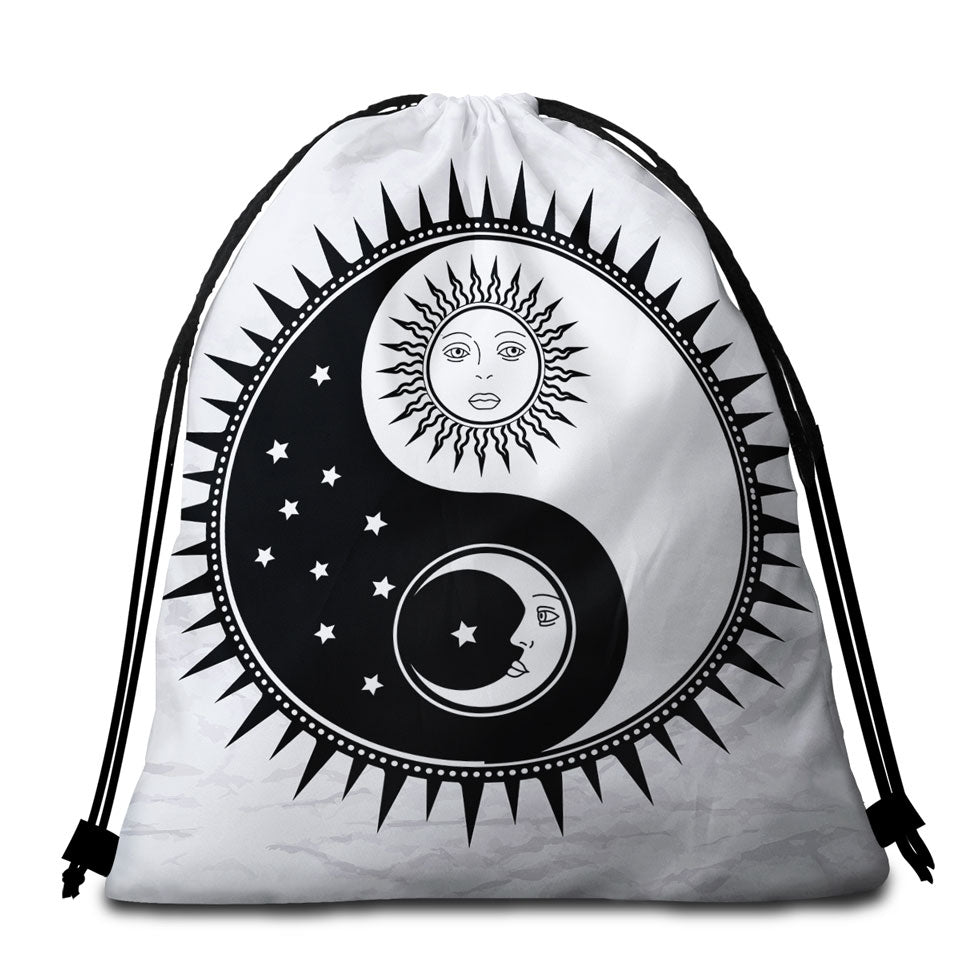 Sun and Moon Yin and Yang Beach Towel Bags