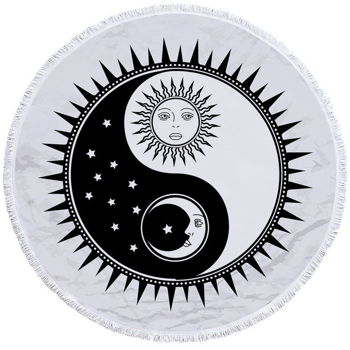 Sun and Moon Yin and Yang Beach Towels