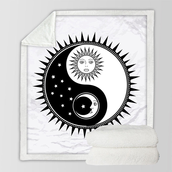 Sun and Moon Yin and Yang Sherpa Blanket