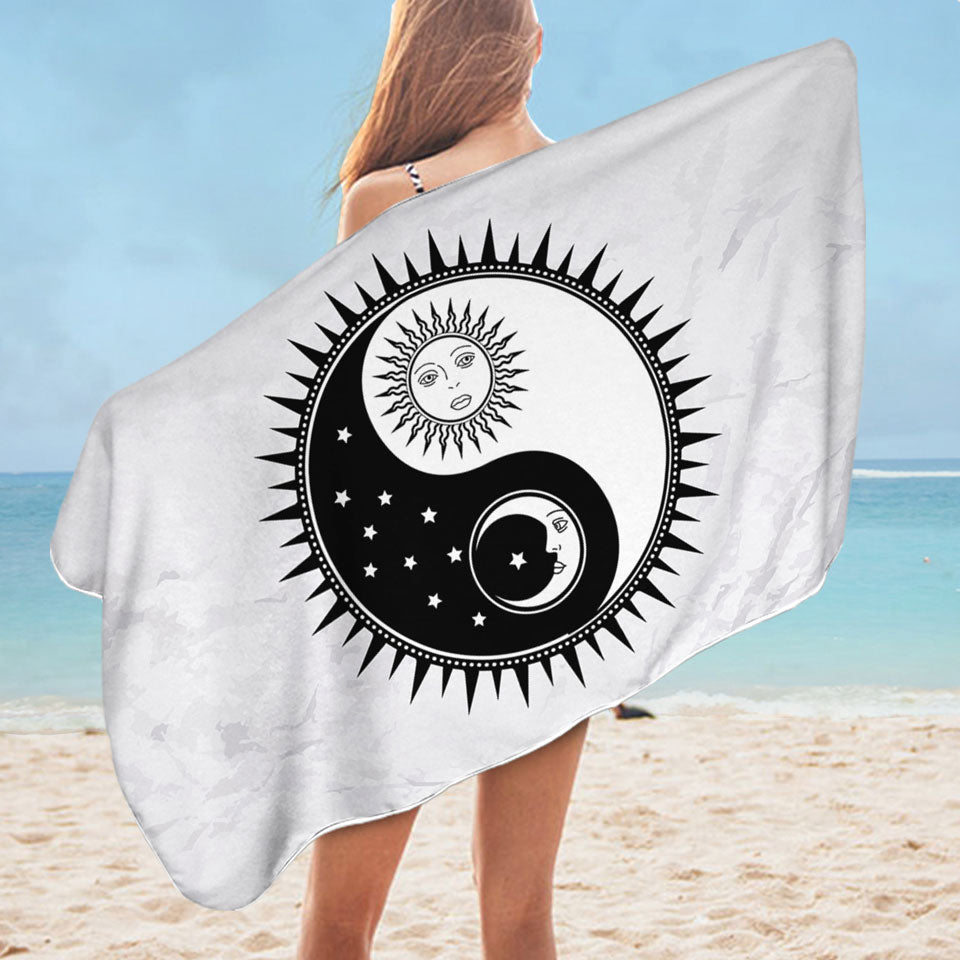 Sun and Moon Yin and Yang Unusual Beach Towels