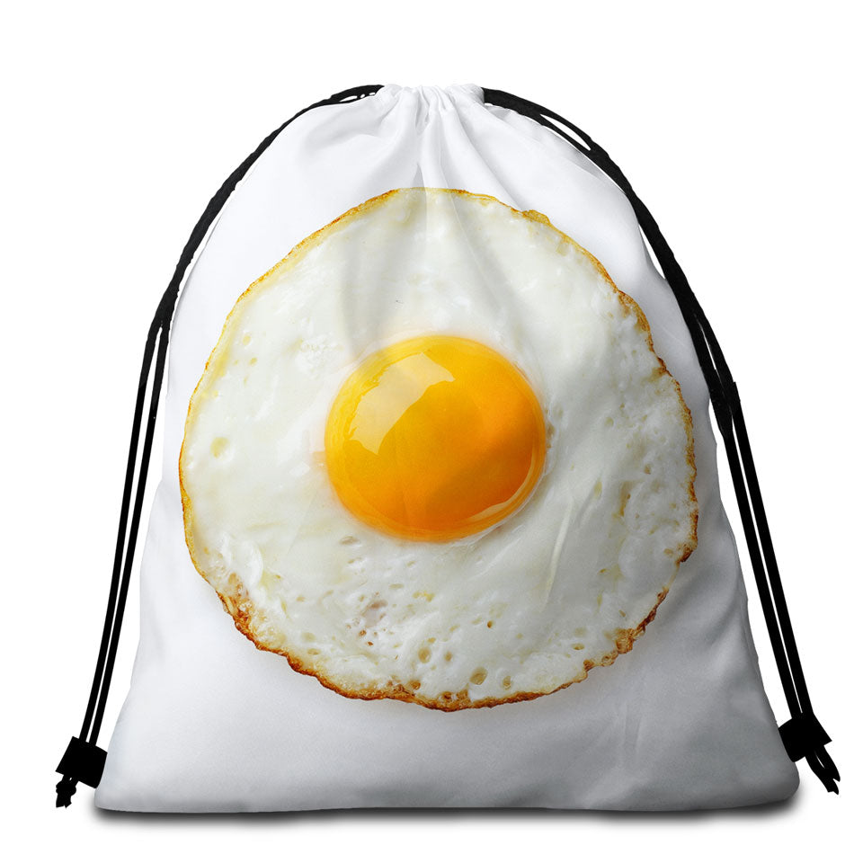 Sunny Side Up Fried Egg Beach Towel Bags