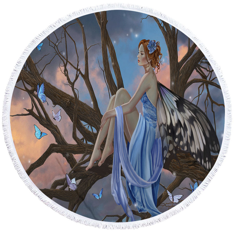 Sunset Beach Towels Butterflies and the Beautiful Forest Fairy