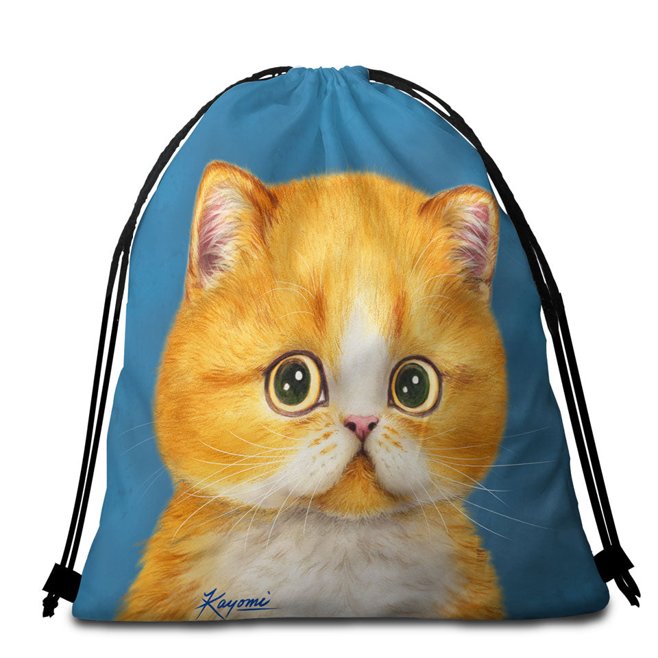 Sweet Beach Towel Bags Little Ginger Kitten Cat
