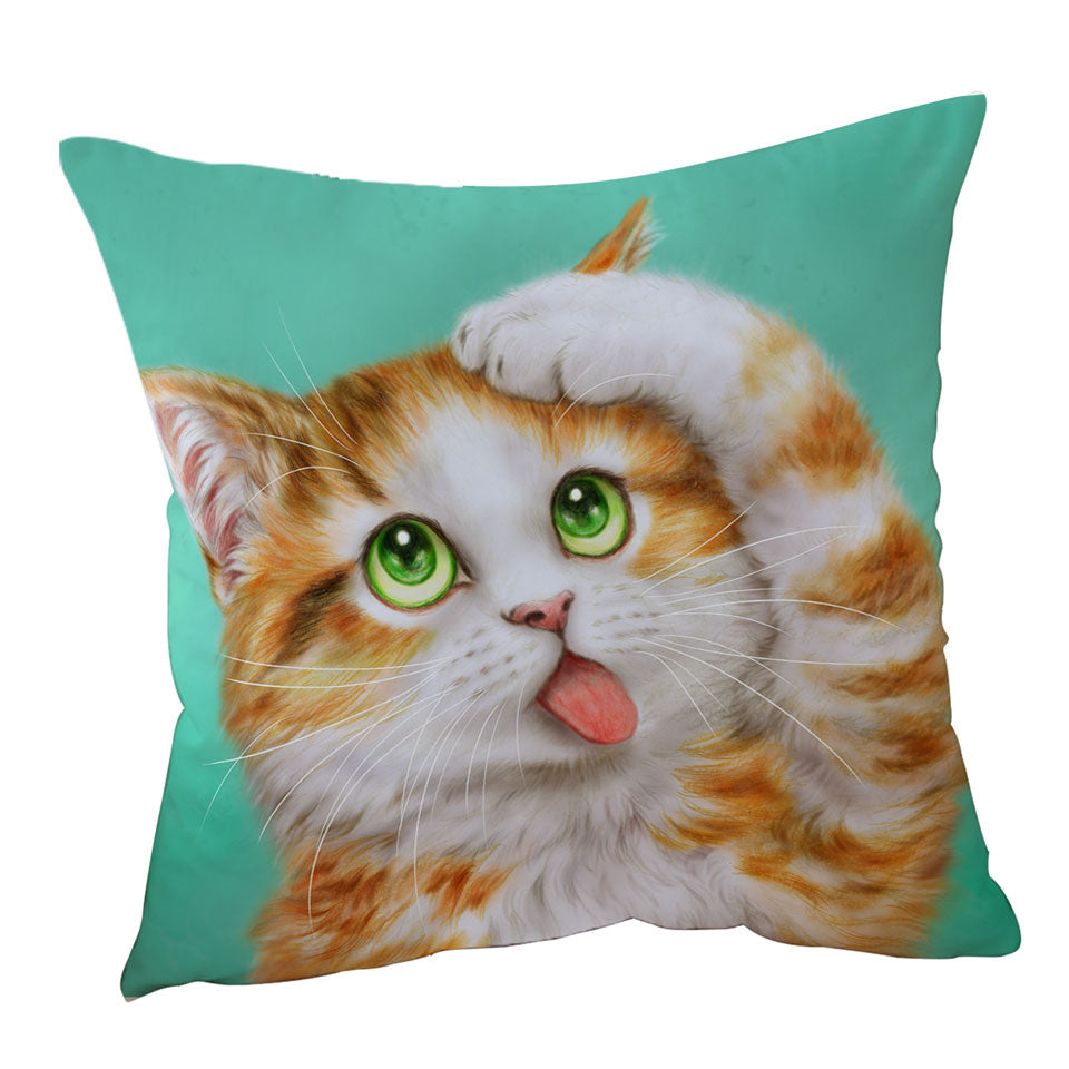 Sweet Kids Cushions with Kitten over Pink Painted Cats Designs