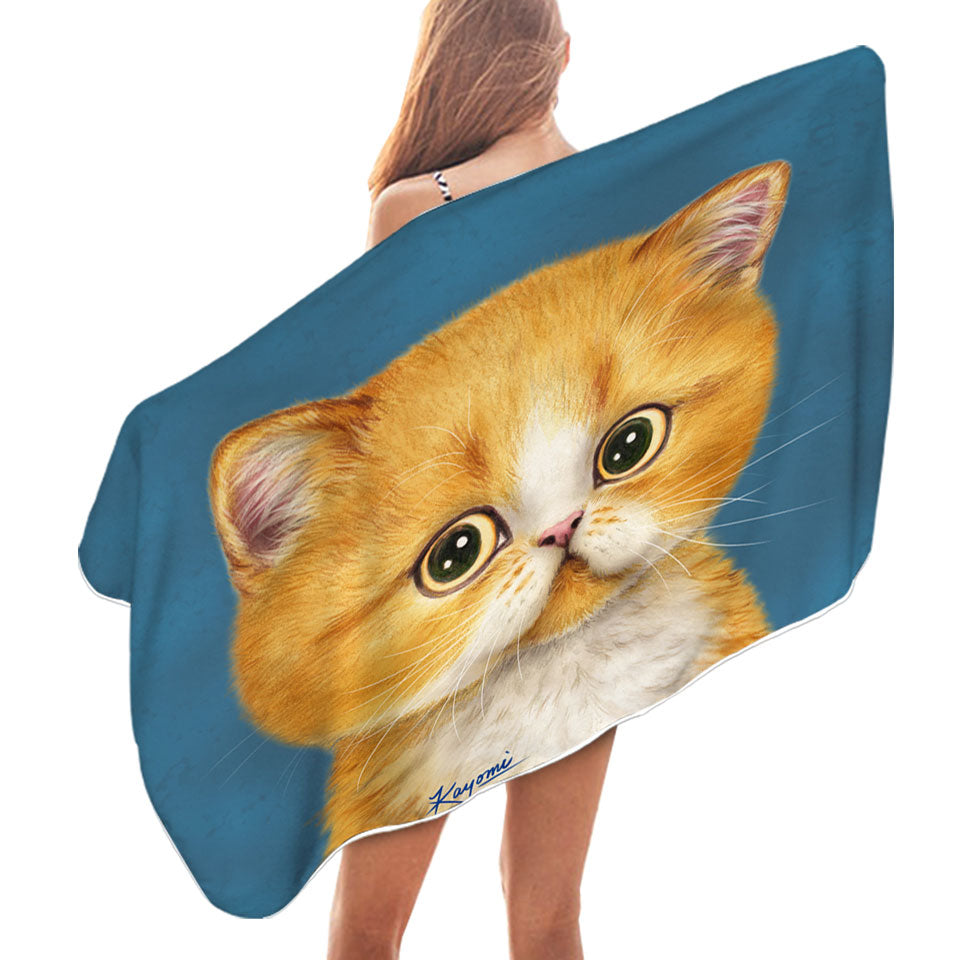 Sweet Microfiber Beach Towel Little Ginger Kitten Cat