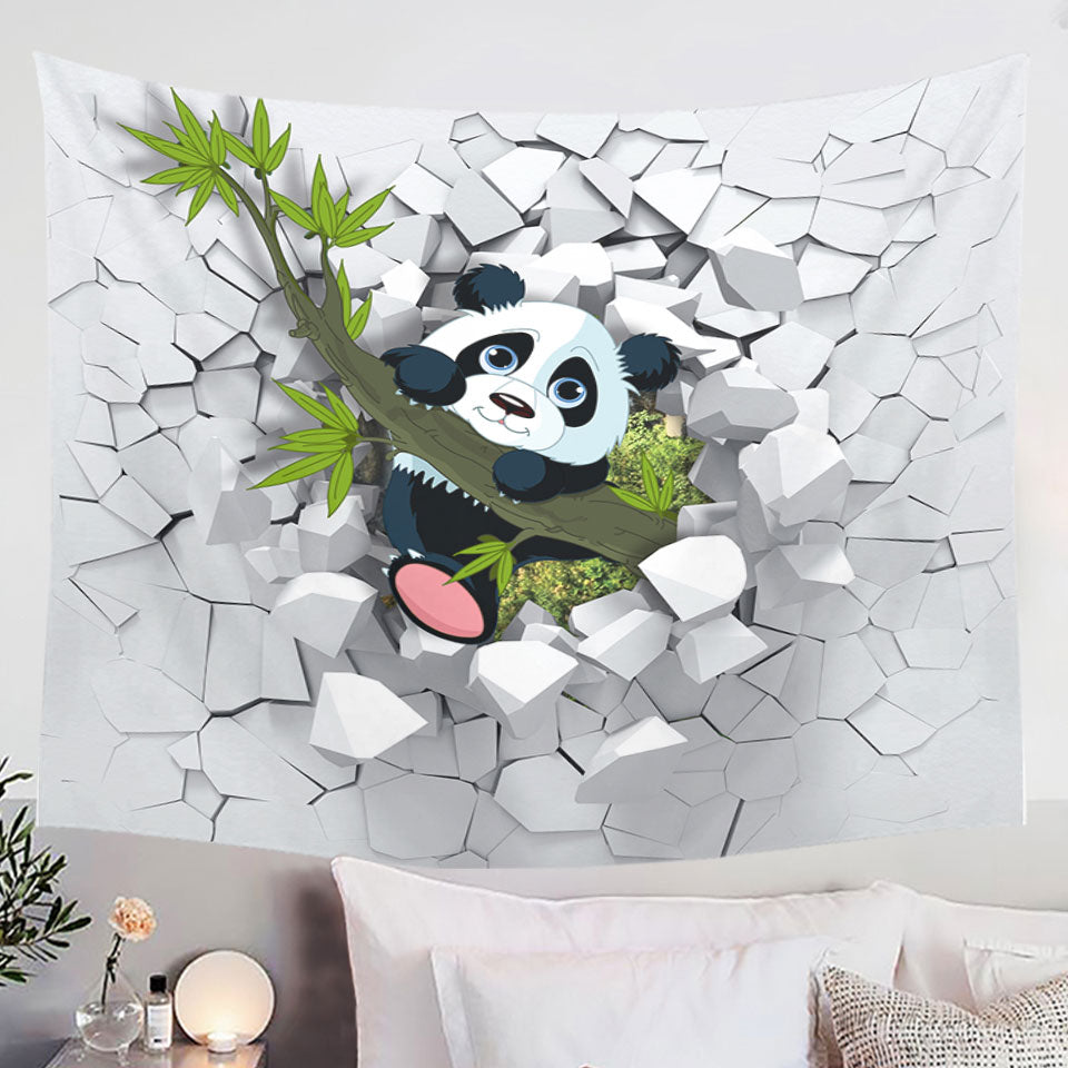 Sweet Panda Puppy Wall Tapestry for Children