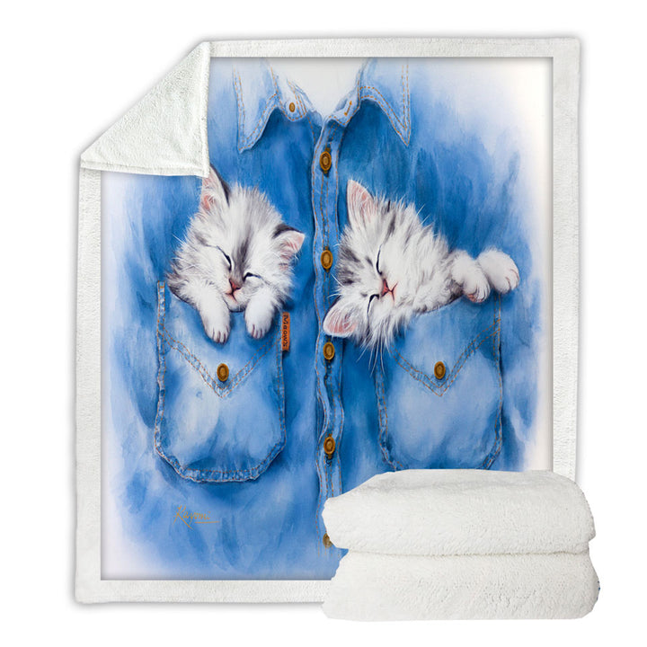 Sweet Sherpa Blanket Dreams Cute Funny Sleeping Grey Kittens