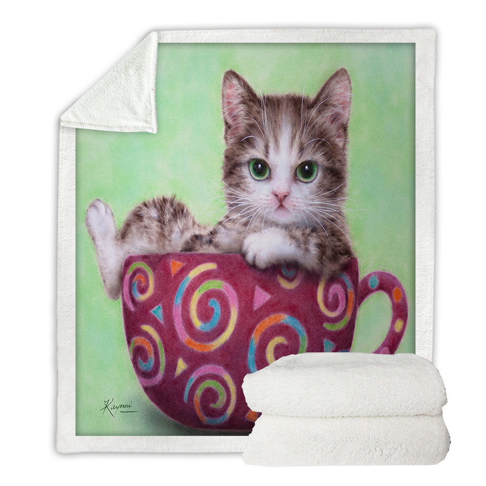 Sweet Sherpa Blankets Cat Art Drawings the Cute Cup Kitty