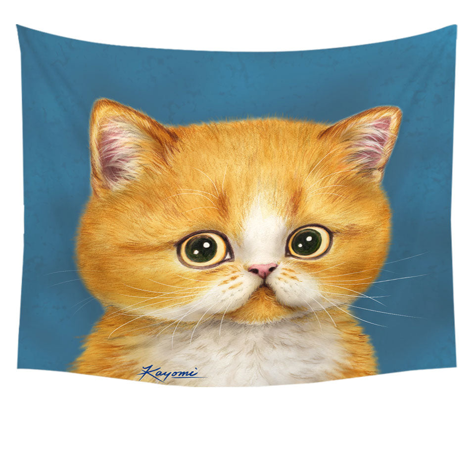 Sweet Tapestry Wall Hanging Little Ginger Kitten Cat