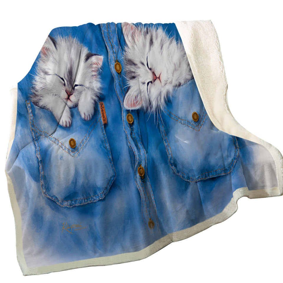 Sweet Throws Dreams Cute Funny Sleeping Grey Kittens