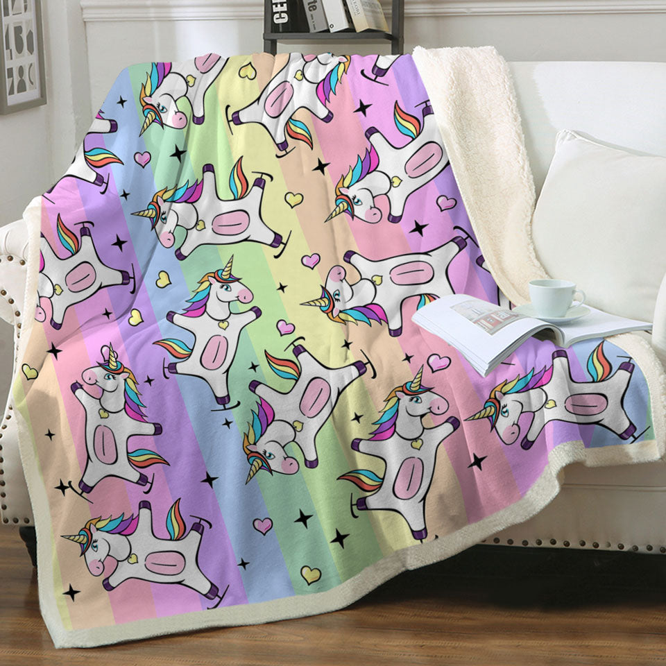 Sweetheart Rainbow Unicorns Fleece Blankets