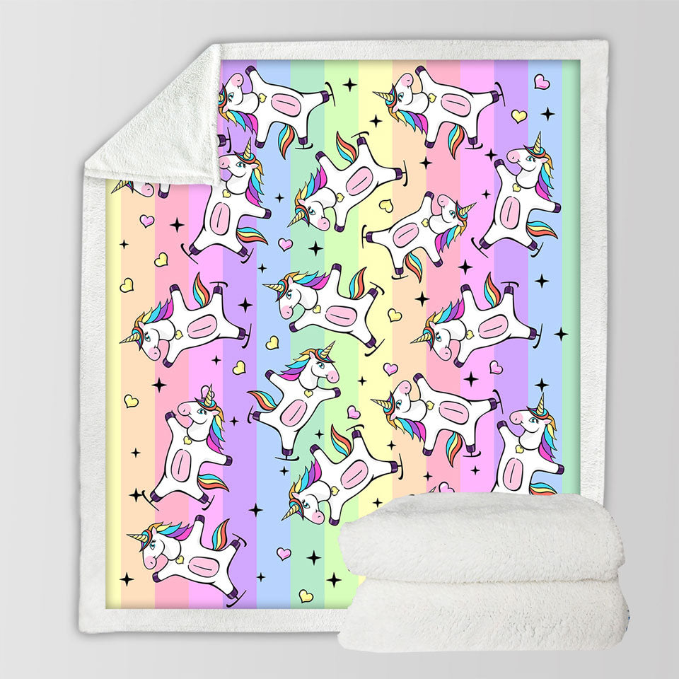 Sweetheart Rainbow Unicorns Sherpa Blanket