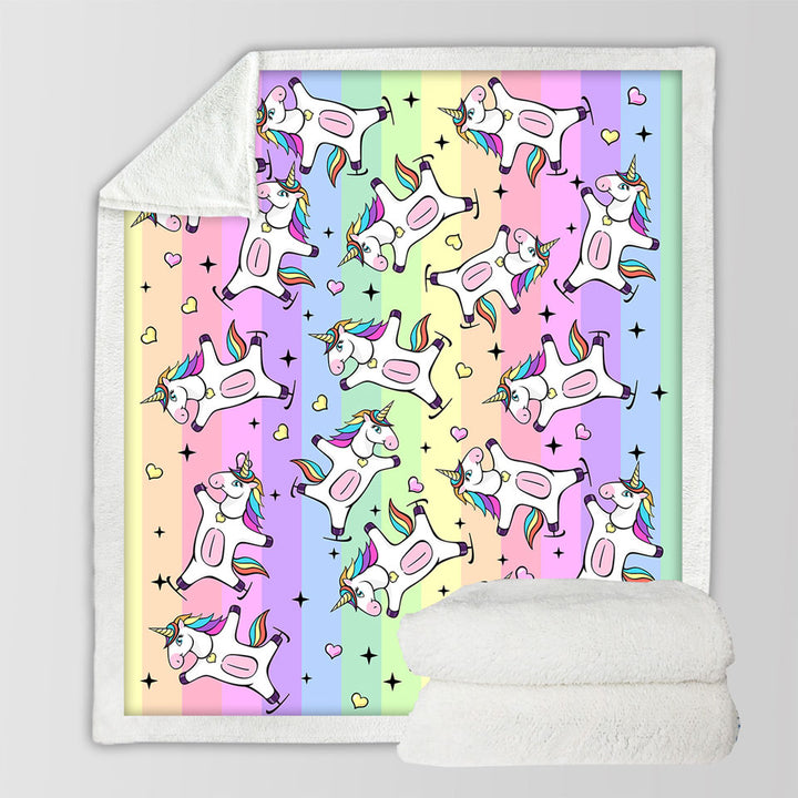 Sweetheart Rainbow Unicorns Sherpa Blanket