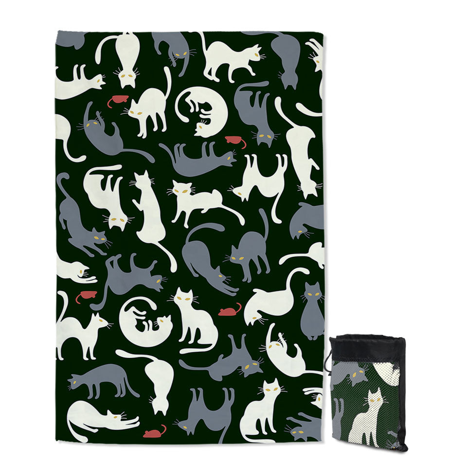 Swims Towel with Red Mice and White Grey Cats