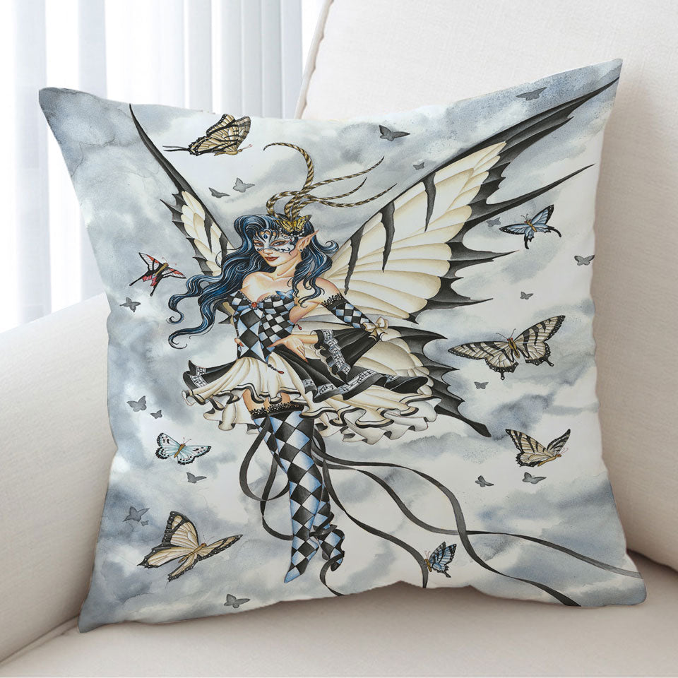 Symphony in Black and White Butterflies Fairy Decorative Pillows