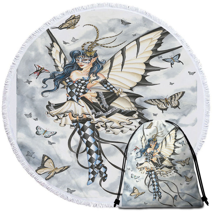 Symphony in Black and White Butterflies Fairy Girls Beach Towels for Travel