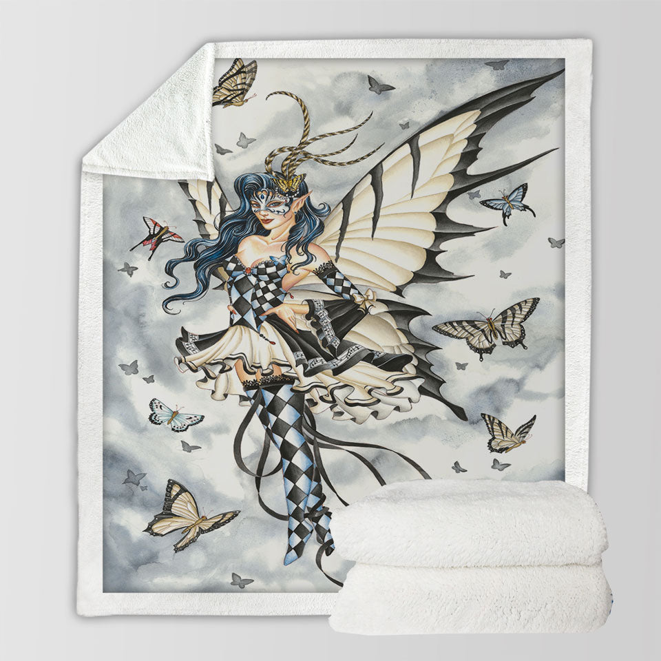 products/Symphony-in-Black-and-White-Butterflies-Fairy-Girls-Sofa-Blankets