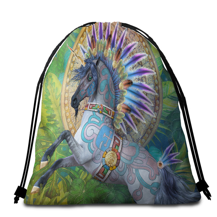 Cool Packable Beach Towel Galaxy Cat on Sloth on Unicorn in Space