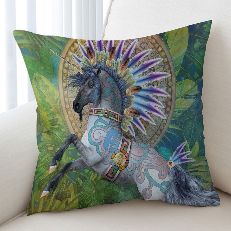 Taavii Tropical Colorful Native American Unicorn Cushion Covers