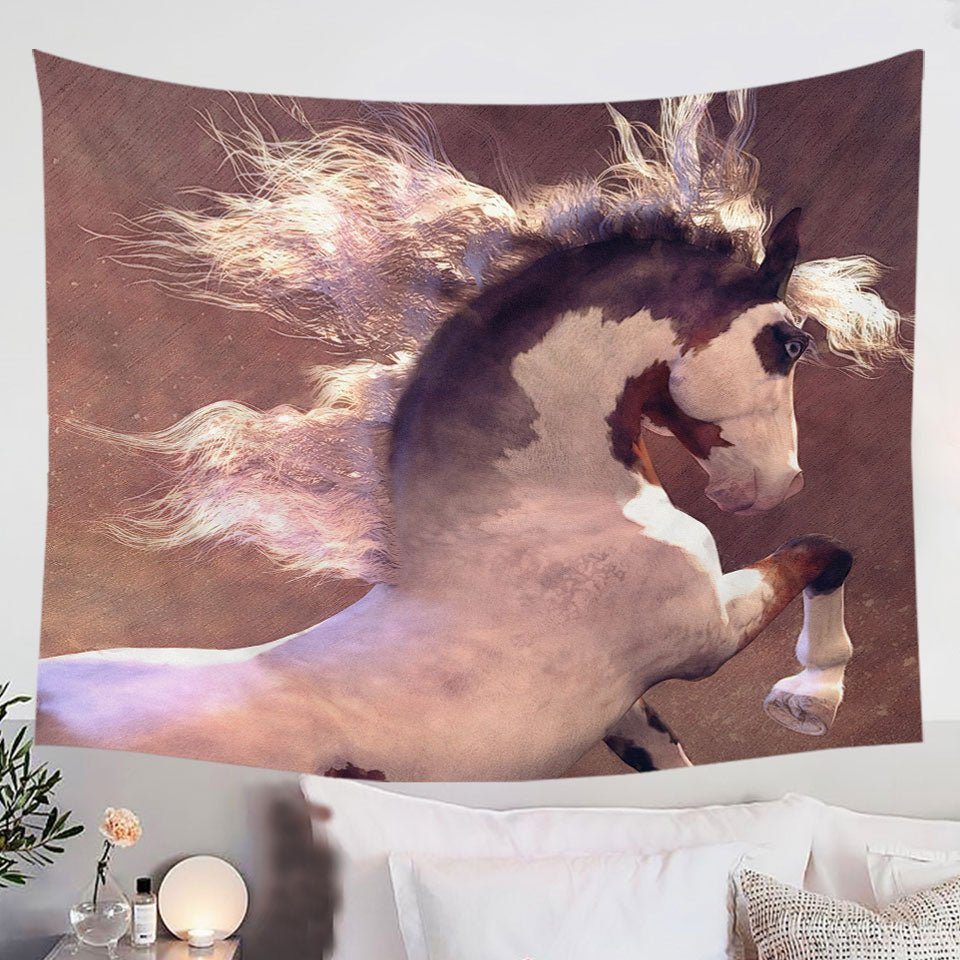 Tapestry-Wall-Hanging-Prints-and-Decor-with-Pride-Beautiful-White-Brown-Spots-Horse
