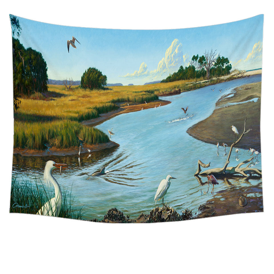 Tapestry of Nature Lake Art Birds of Paradise