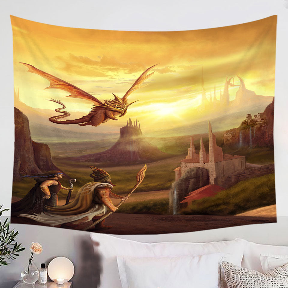 Tapestry-of-Warriors-and-Dragon-Fantasy-Art