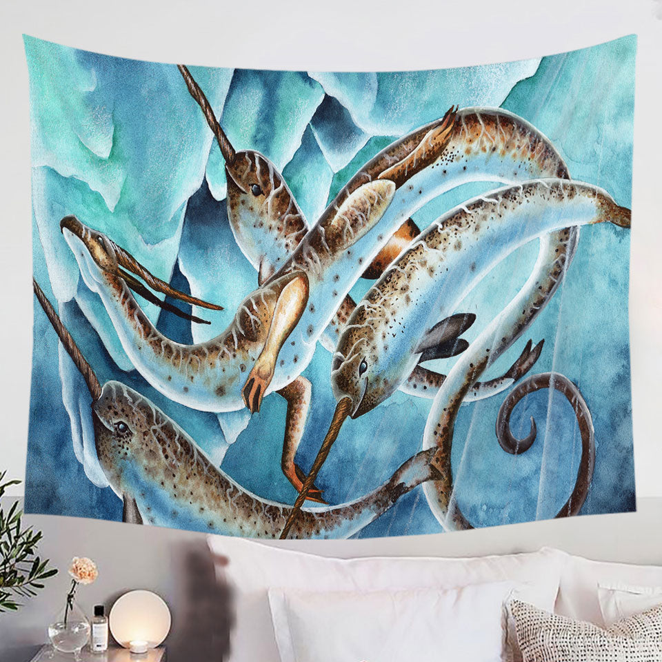 Tapestry-with-Dragon-and-Fantasy-Creatures-Art-Icy-Depths