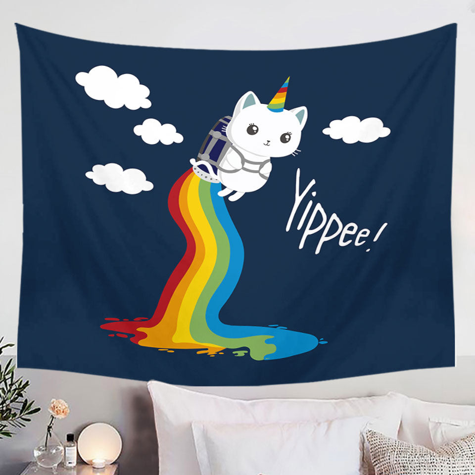 Tapestry with Flying Unicorn Cat