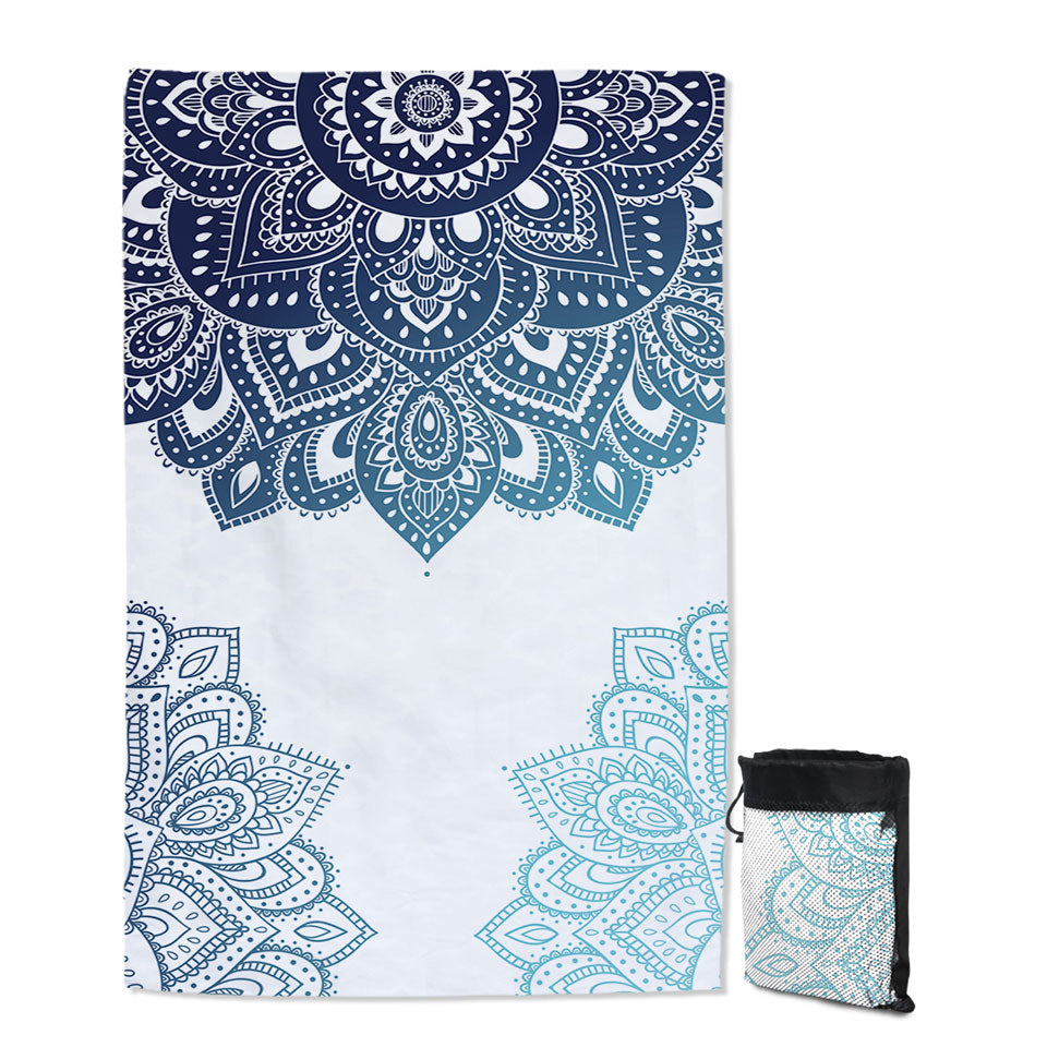 Teal Blue Mandala Yoga Beach Towels