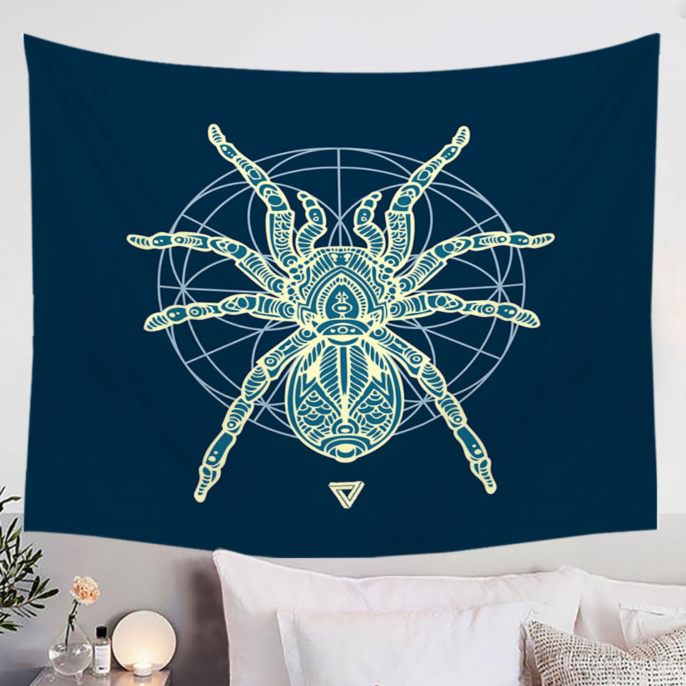 Teal Yellow Tarantula Spider Wall Decor Tapestry