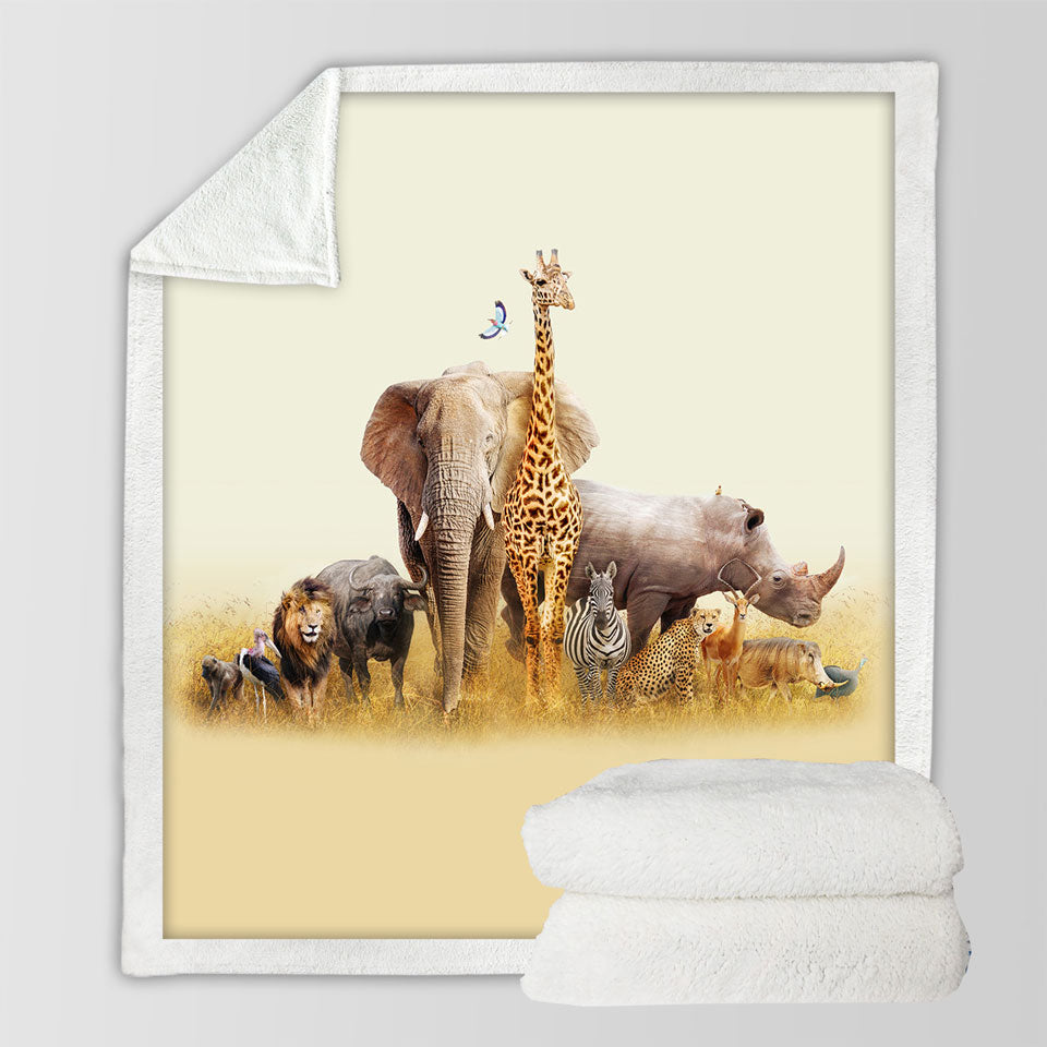 The African Wildlife Animals Fleece Blankets