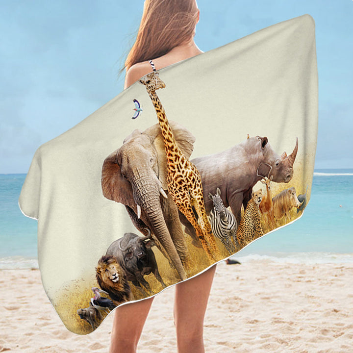 The African Wildlife Animals Pool Towels