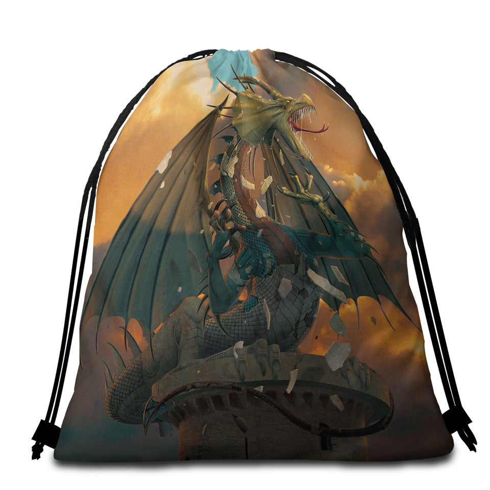 The Awakening Cool Fantasy Dragon Beach Towel Bags