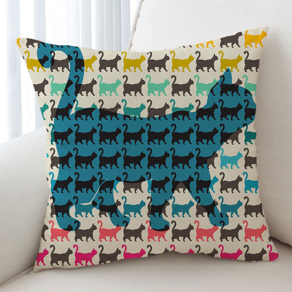 The Cat Multi Colored Cat Cushion Cover
