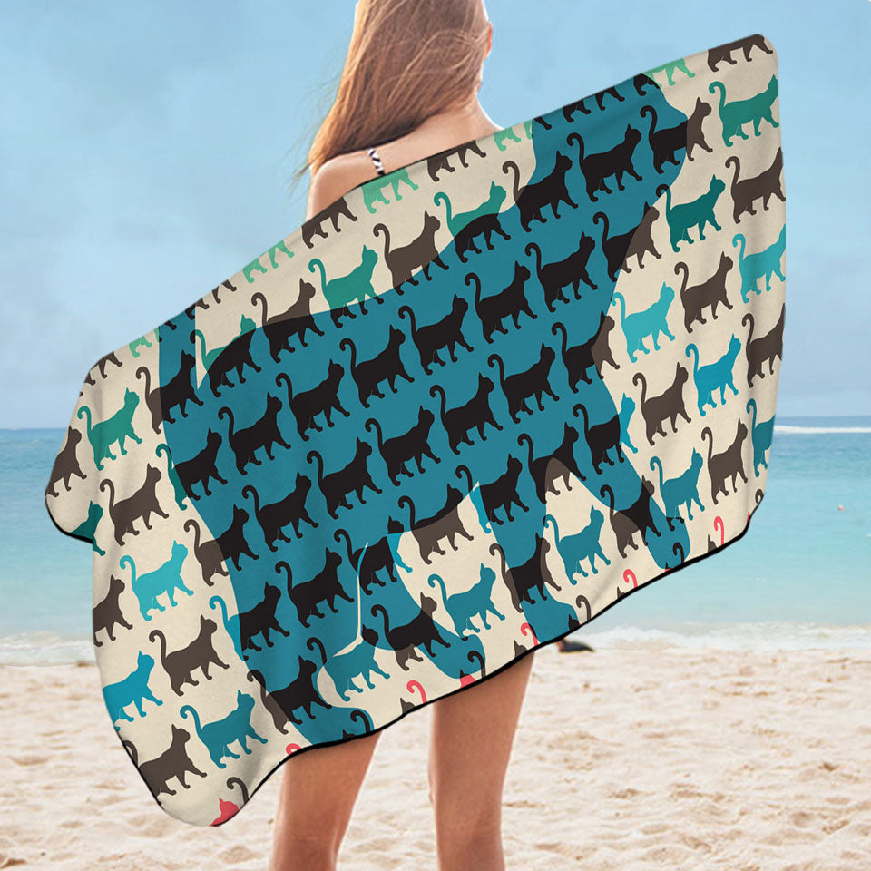 The Cat Multi Colored Cat Microfiber Beach Towel