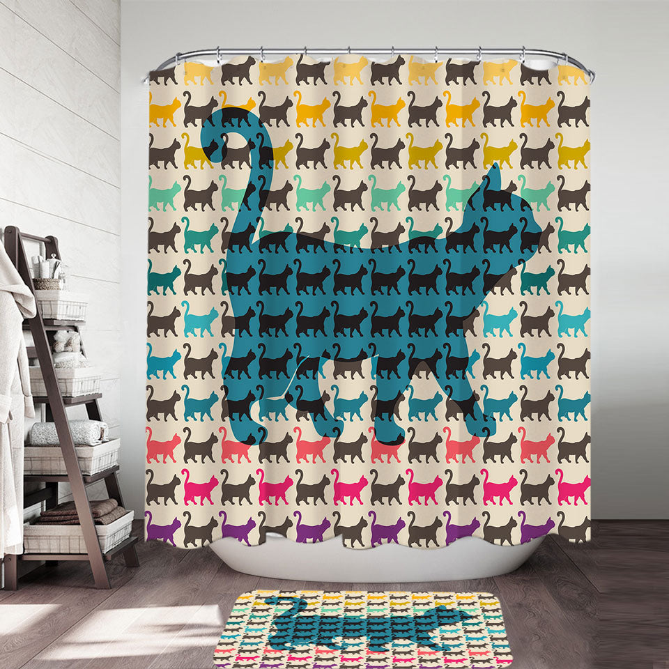 The Cat Multi Colored Cat Shower Curtain