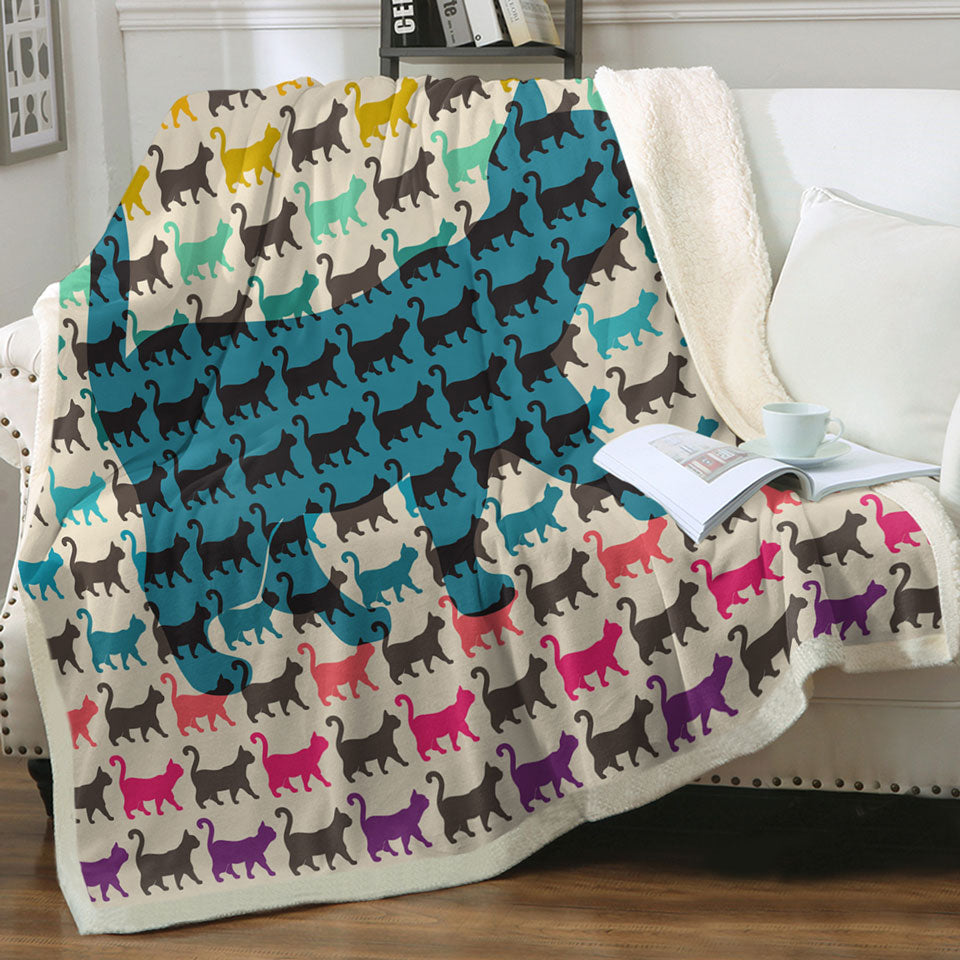 The Cat Multi Colored Cat Throw Blanket