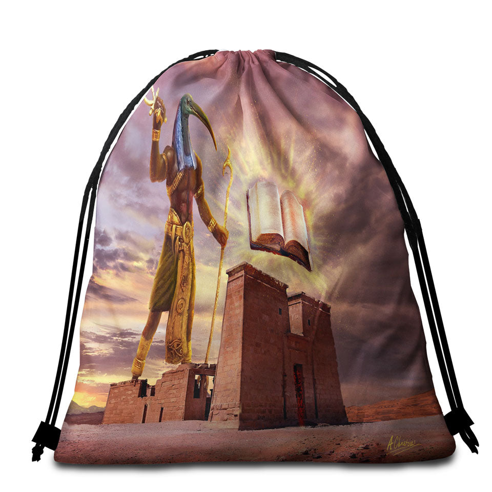 The Magical Book Thoth of Egypt Packable Beach Towel