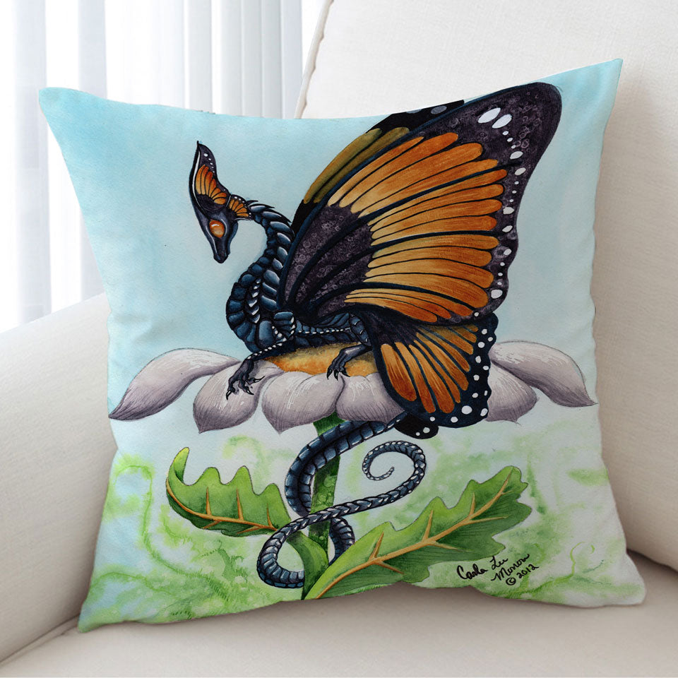The Monarch Fantasy Art Dragon Sits on Flower Cushion