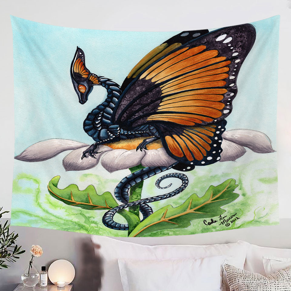 The-Monarch-Fantasy-Art-Dragon-Sits-on-Flower-Tapestry