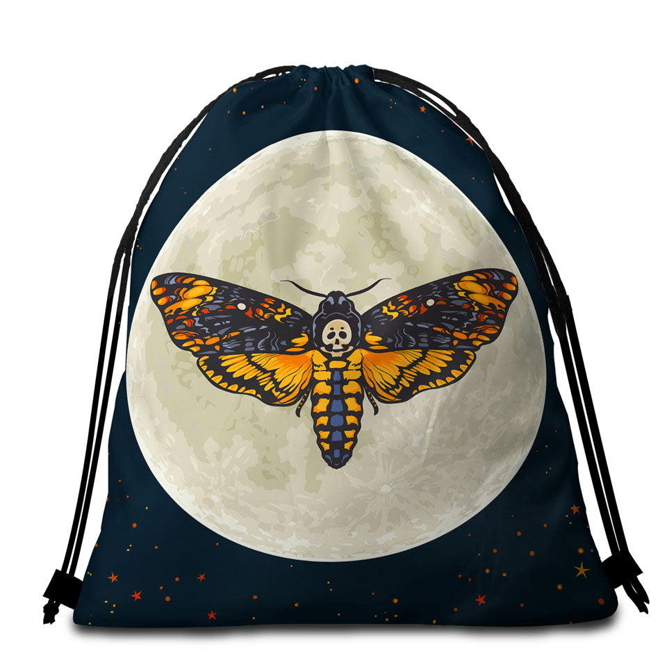 The Moon Death Moth Beach Bags and Towels