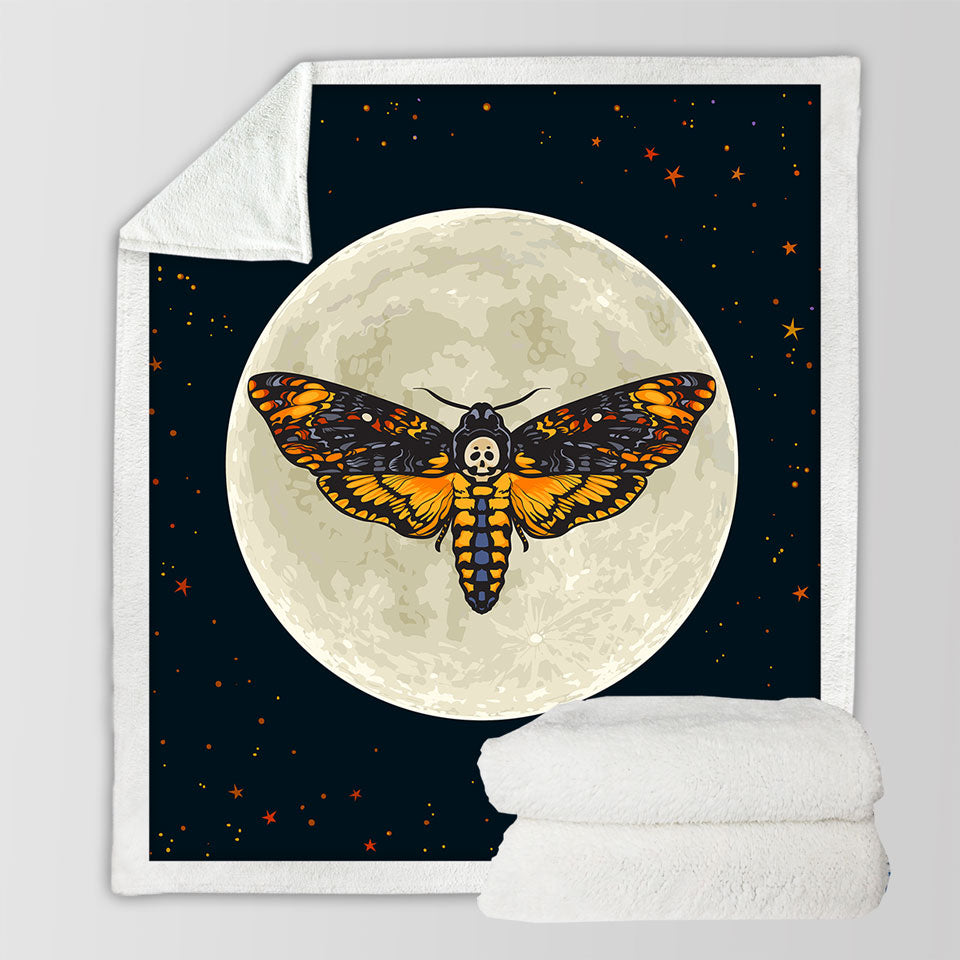 The Moon Death Moth Throw Blanket