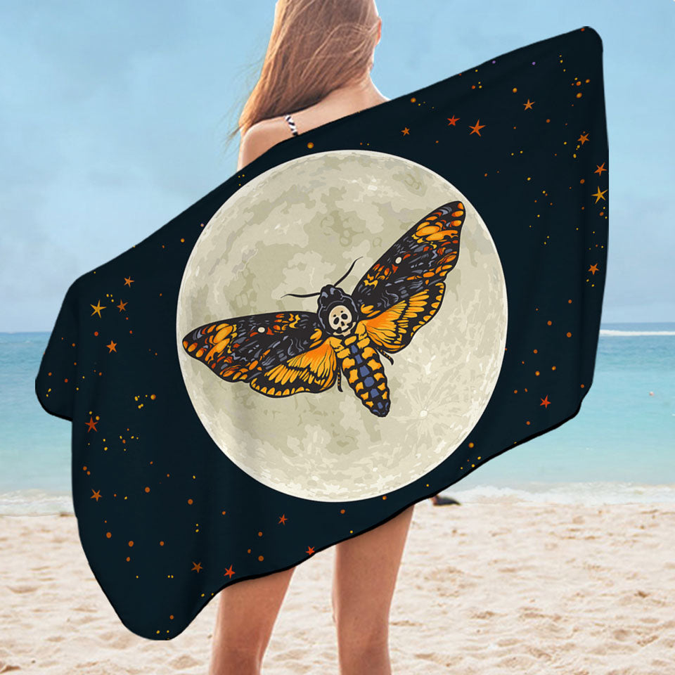 The Moon Death Moth Unusual Beach Towels