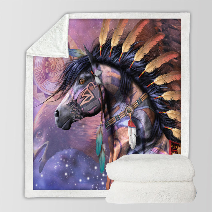 products/The-Shaman-Native-American-Horse-Sherpa-Blanket